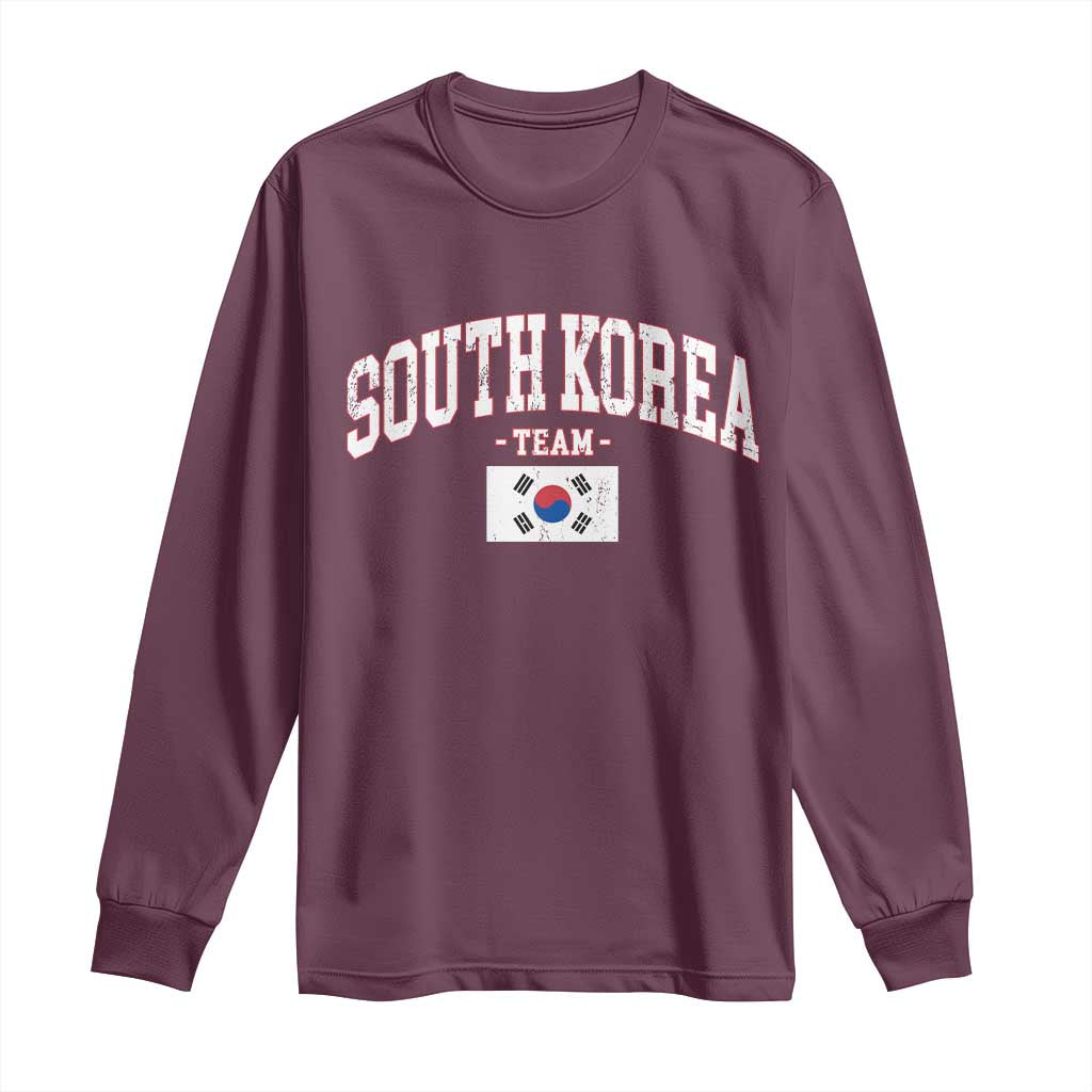 South Korea National Team Long Sleeve Shirt Retro Vintage Sport Varsity Korean Flag
