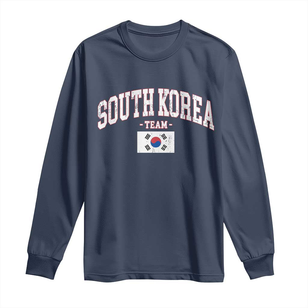 South Korea National Team Long Sleeve Shirt Retro Vintage Sport Varsity Korean Flag