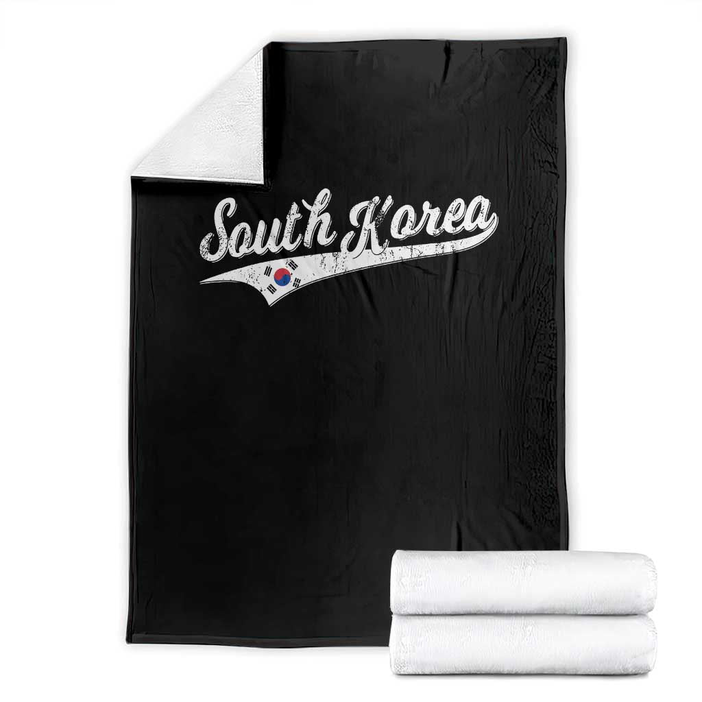 South Korea Throw Blanket Retro Script Sport Korean Flag