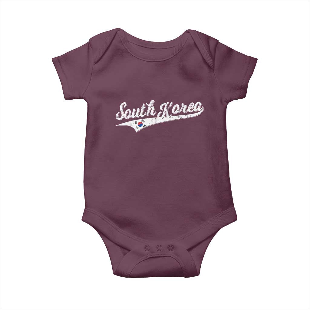 South Korea Baby Onesie Retro Script Sport Korean Flag