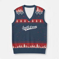 South Korea V-Neck Knit Sweater Vest Retro Script Sport Korean Flag