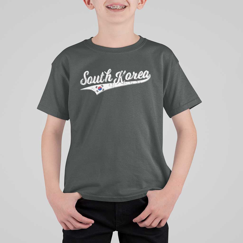 South Korea T Shirt For Kid Retro Script Sport Korean Flag