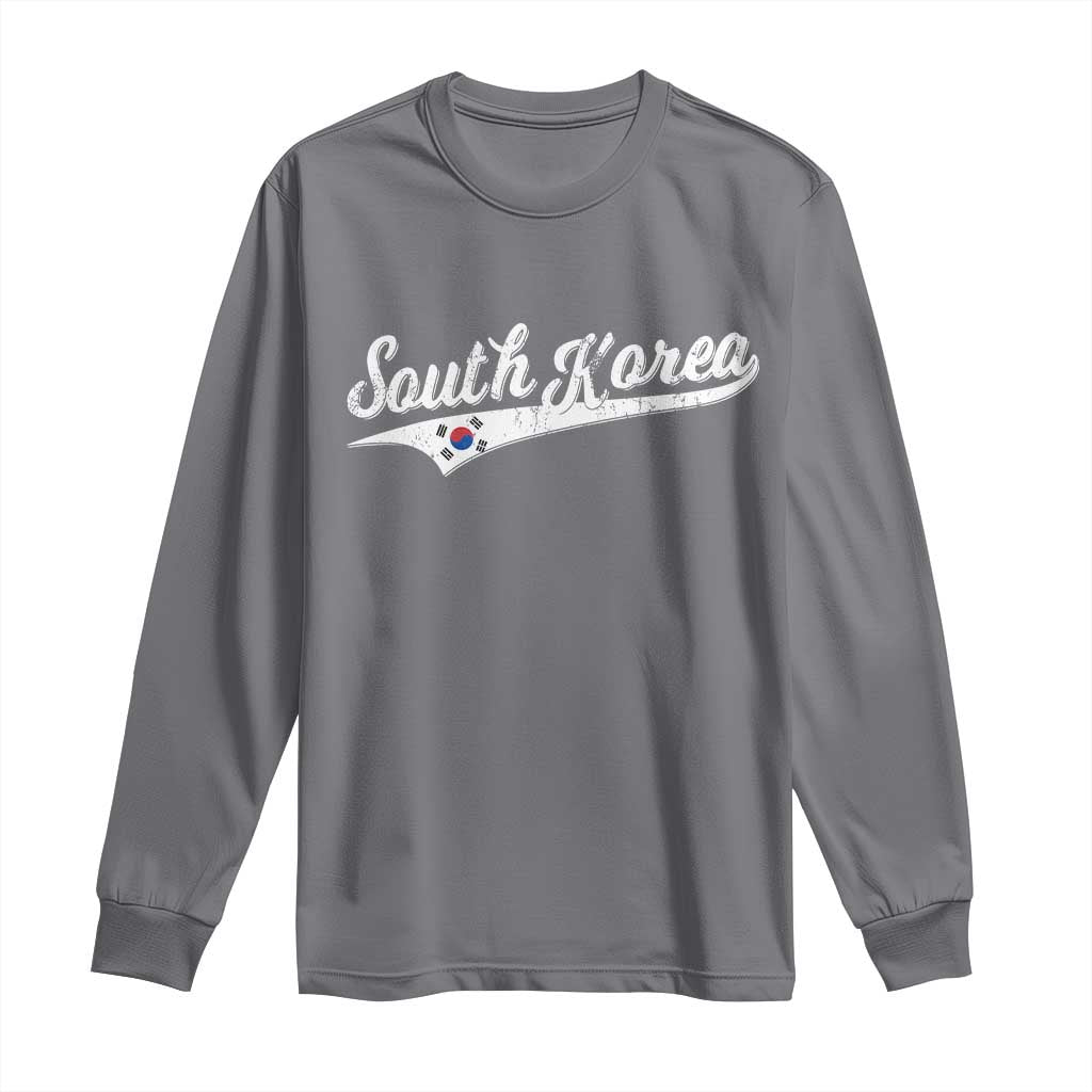 South Korea Long Sleeve Shirt Retro Script Sport Korean Flag