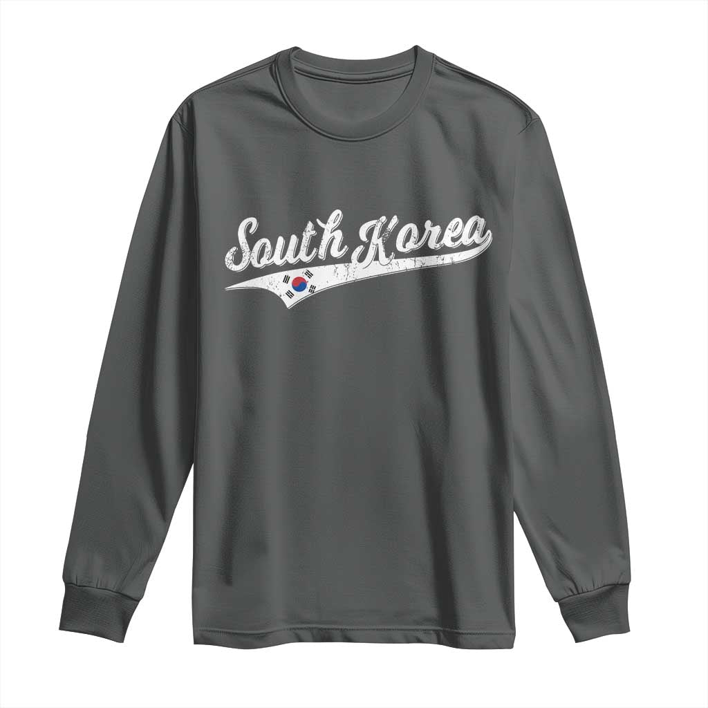 South Korea Long Sleeve Shirt Retro Script Sport Korean Flag