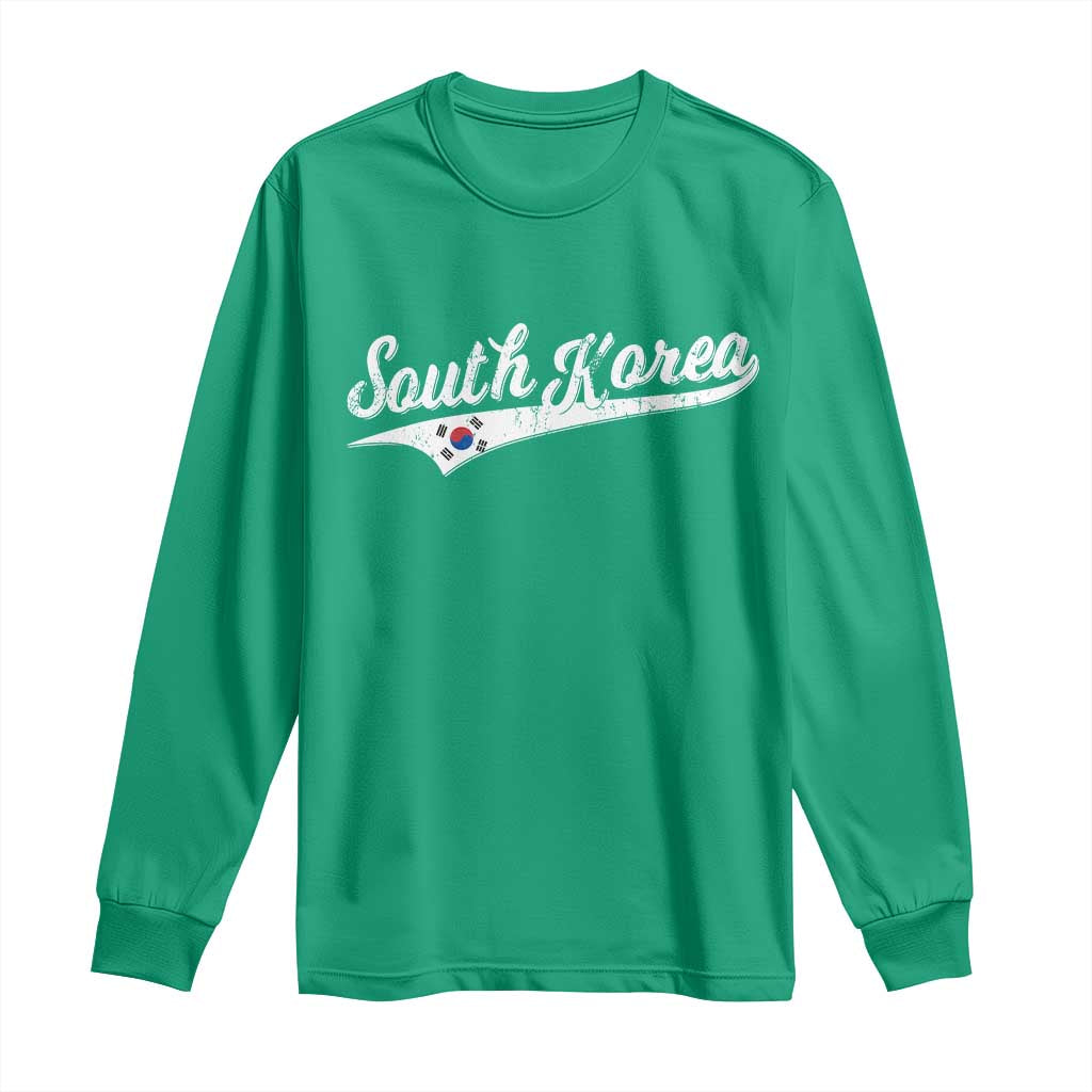 South Korea Long Sleeve Shirt Retro Script Sport Korean Flag