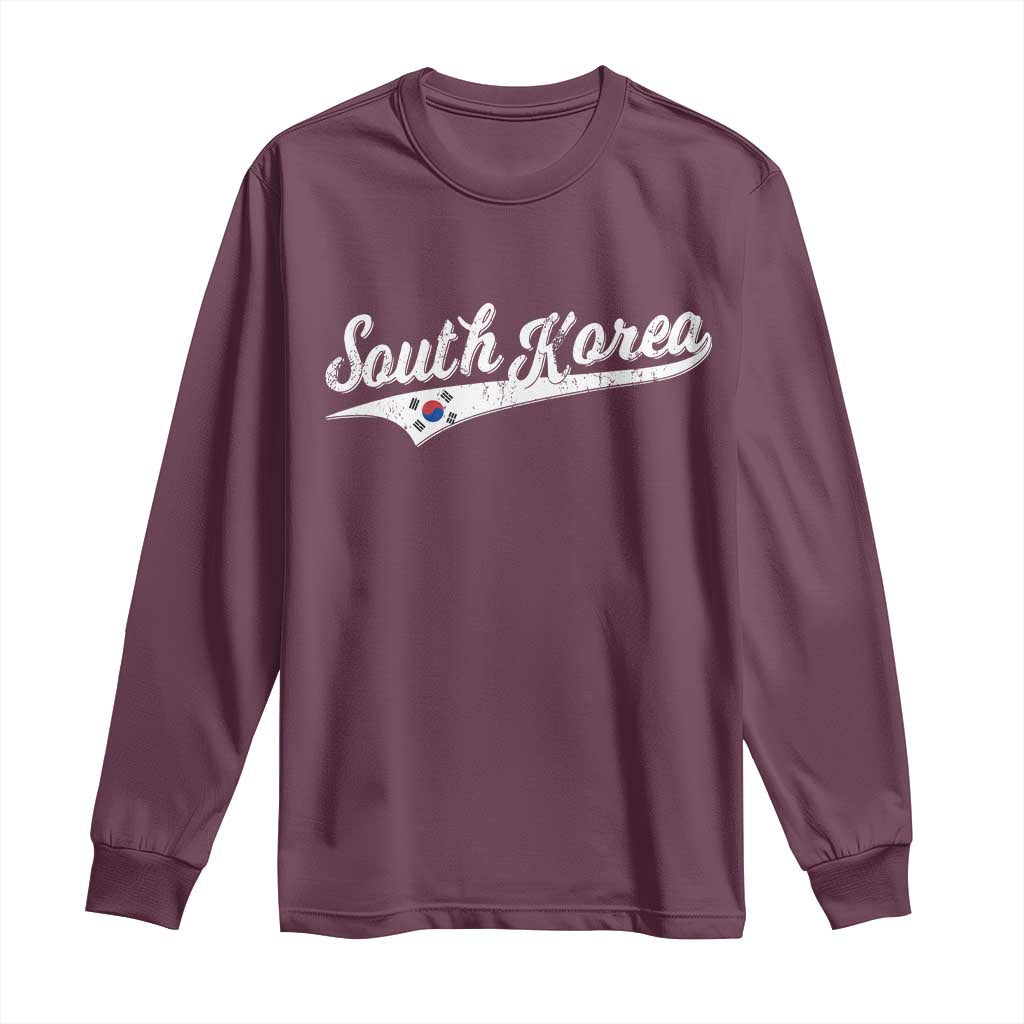 South Korea Long Sleeve Shirt Retro Script Sport Korean Flag