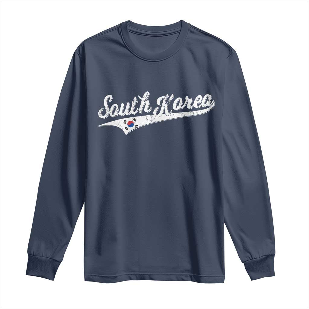 South Korea Long Sleeve Shirt Retro Script Sport Korean Flag