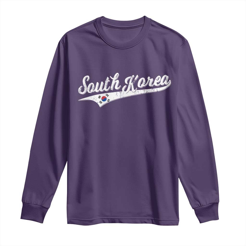 South Korea Long Sleeve Shirt Retro Script Sport Korean Flag