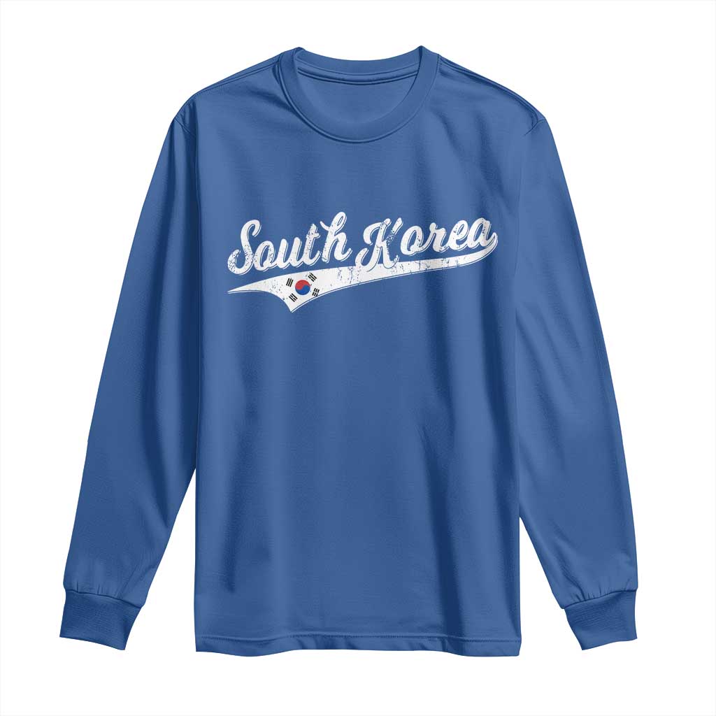 South Korea Long Sleeve Shirt Retro Script Sport Korean Flag