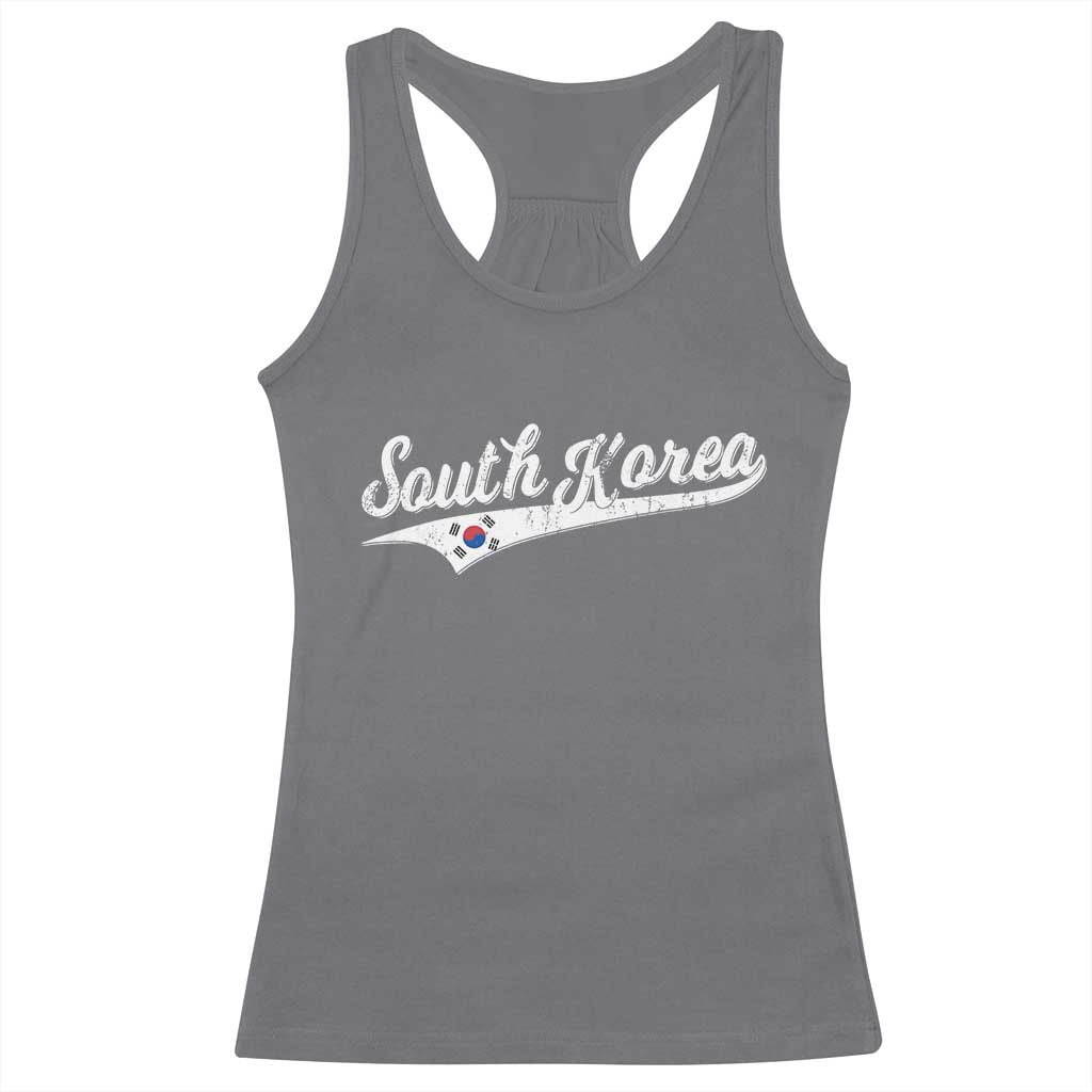 South Korea Racerback Tank Top Retro Script Sport Korean Flag