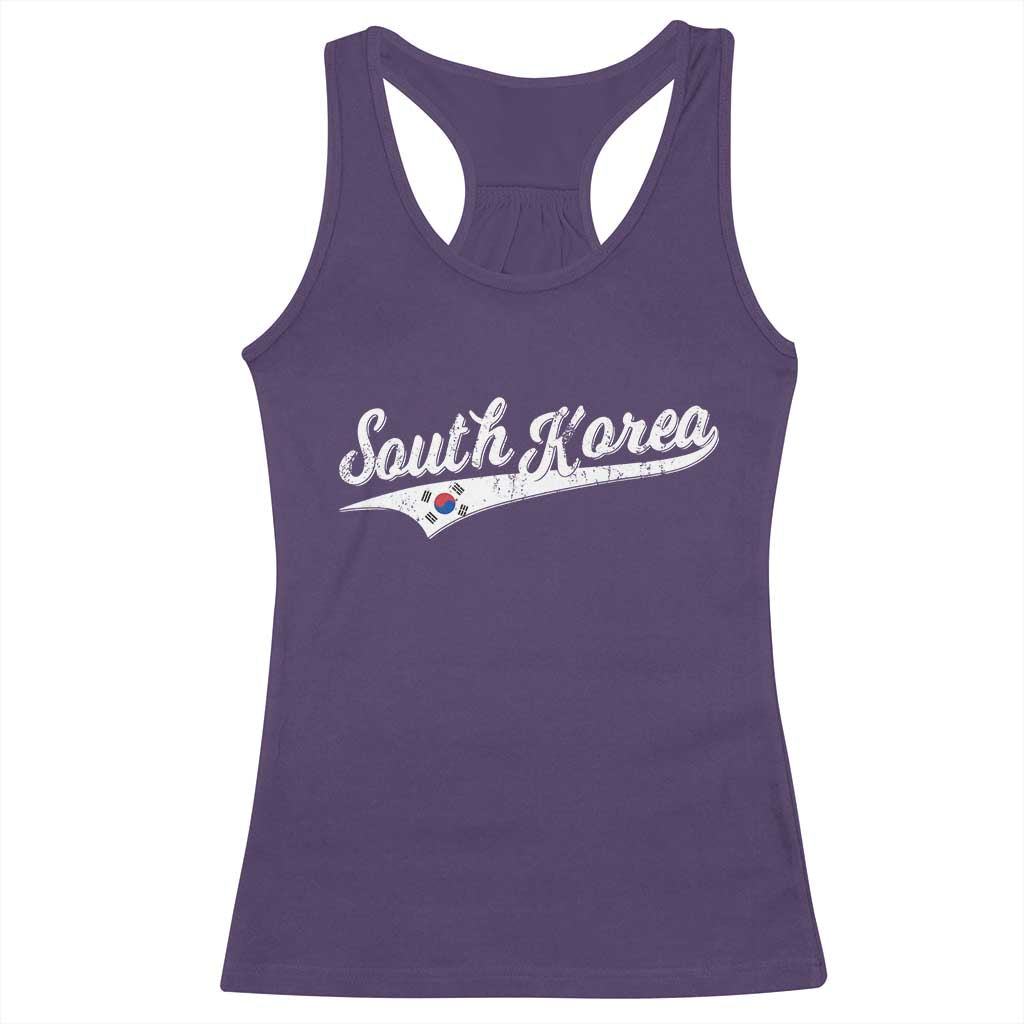 South Korea Racerback Tank Top Retro Script Sport Korean Flag