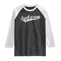 South Korea Raglan Shirt Retro Script Sport Korean Flag