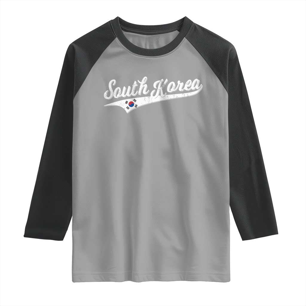 South Korea Raglan Shirt Retro Script Sport Korean Flag