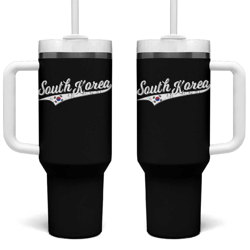 South Korea Tumbler With Handle Retro Script Sport Korean Flag