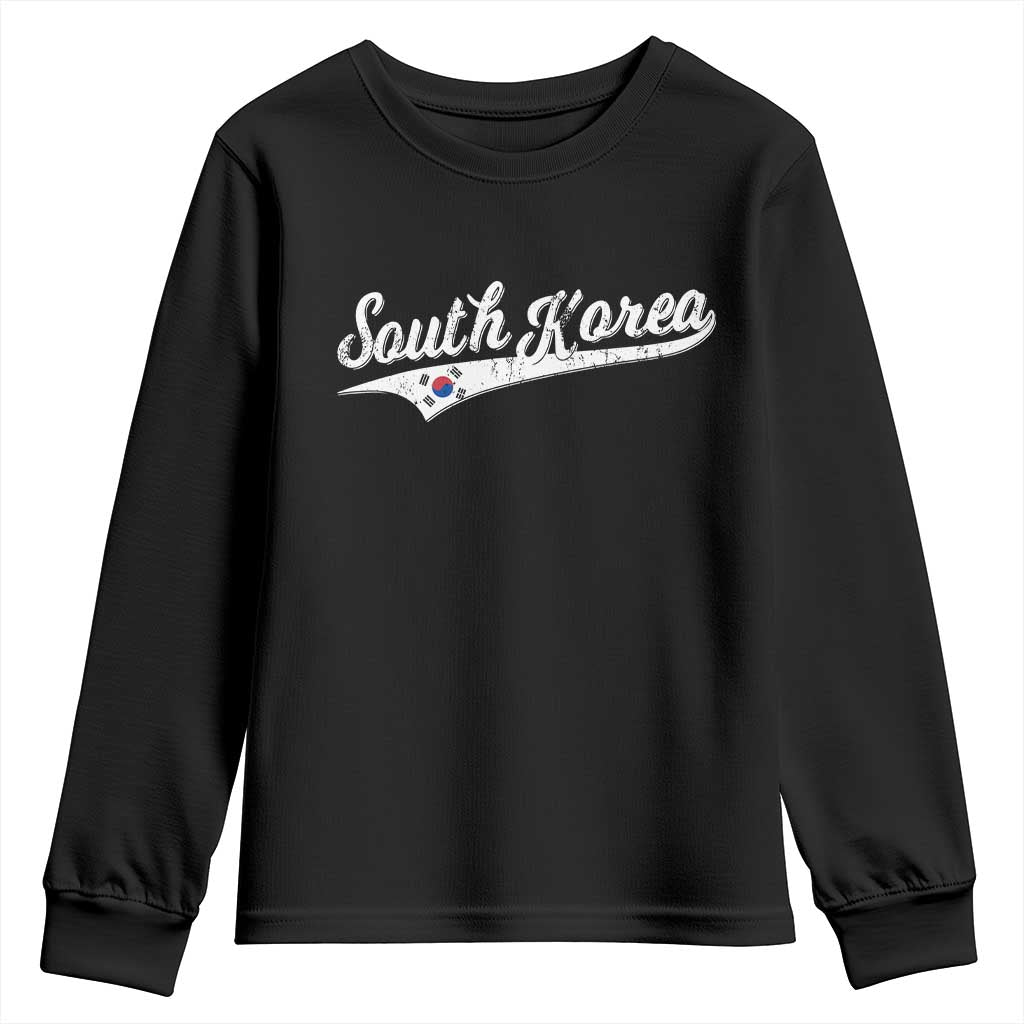 South Korea Youth Sweatshirt Retro Script Sport Korean Flag