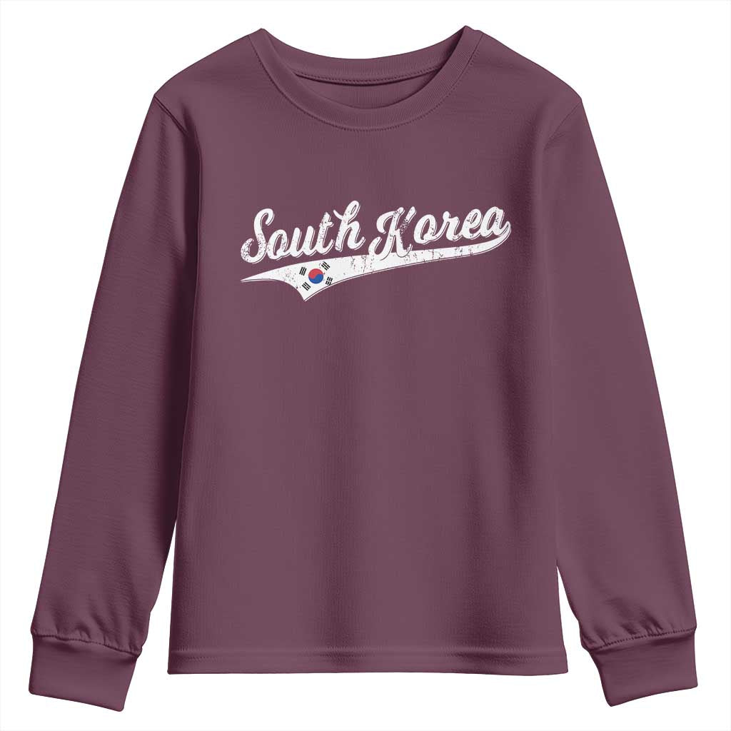 South Korea Youth Sweatshirt Retro Script Sport Korean Flag