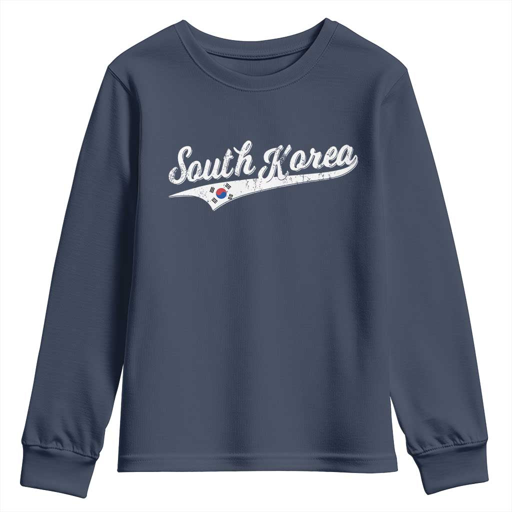 South Korea Youth Sweatshirt Retro Script Sport Korean Flag