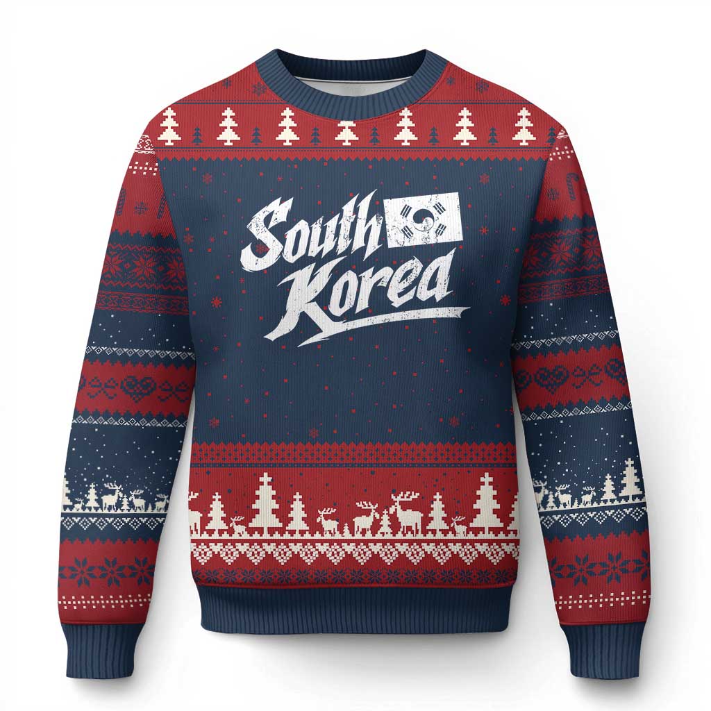 South Korea Ugly Christmas Sweater Retro Vintage Sport Korean Flag