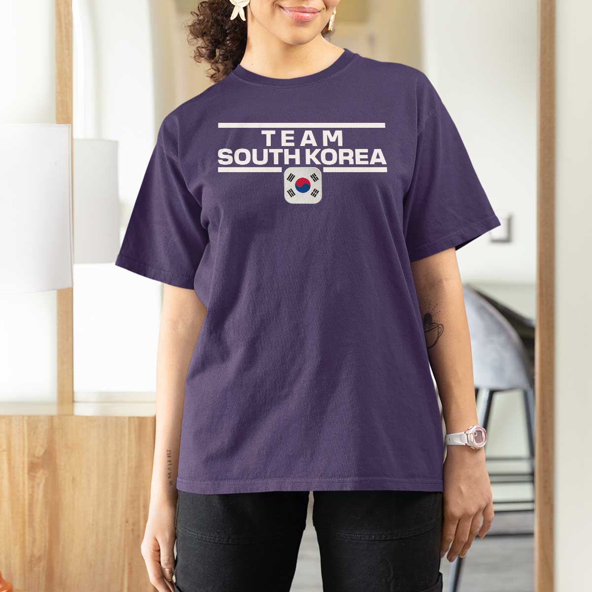 Team South Korea Korean Flag T Shirt For Women