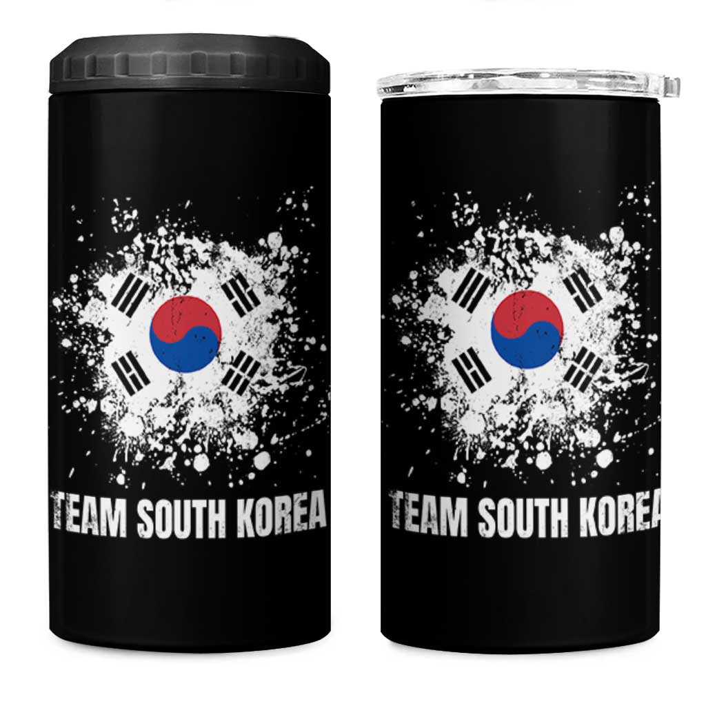 South Korea National Team 4 in 1 Can Cooler Tumbler Retro Vintage Watercolors Sport Korean Flag