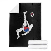 South Korea Soccer Throw Blanket Bicycle Kick Silhouette Korean Flag