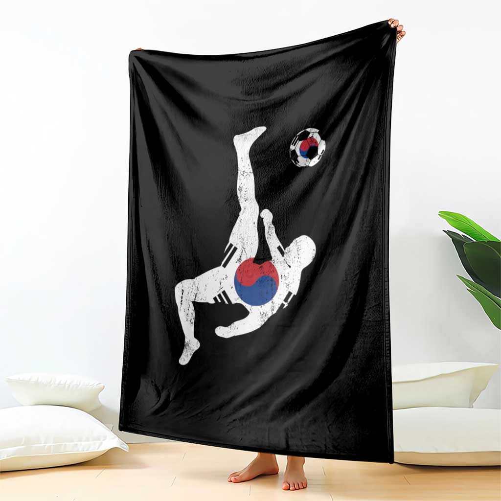 South Korea Soccer Throw Blanket Bicycle Kick Silhouette Korean Flag