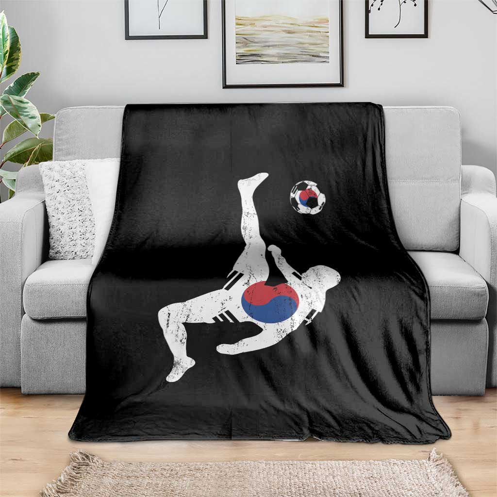 South Korea Soccer Throw Blanket Bicycle Kick Silhouette Korean Flag