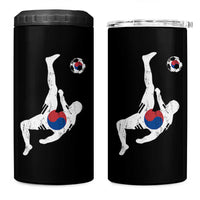 South Korea Soccer 4 in 1 Can Cooler Tumbler Bicycle Kick Silhouette Korean Flag