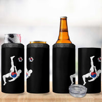 South Korea Soccer 4 in 1 Can Cooler Tumbler Bicycle Kick Silhouette Korean Flag