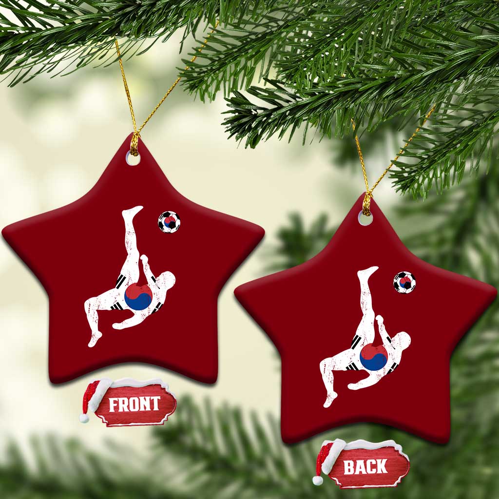 South Korea Soccer Ceramic Ornament Bicycle Kick Silhouette Korean Flag