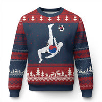 South Korea Soccer Ugly Christmas Sweater Bicycle Kick Silhouette Korean Flag