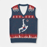 South Korea Soccer V-Neck Knit Sweater Vest Bicycle Kick Silhouette Korean Flag