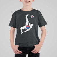 South Korea Soccer T Shirt For Kid Bicycle Kick Silhouette Korean Flag