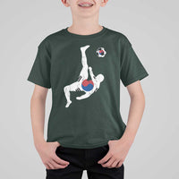 South Korea Soccer T Shirt For Kid Bicycle Kick Silhouette Korean Flag