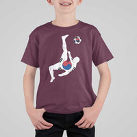 South Korea Soccer T Shirt For Kid Bicycle Kick Silhouette Korean Flag