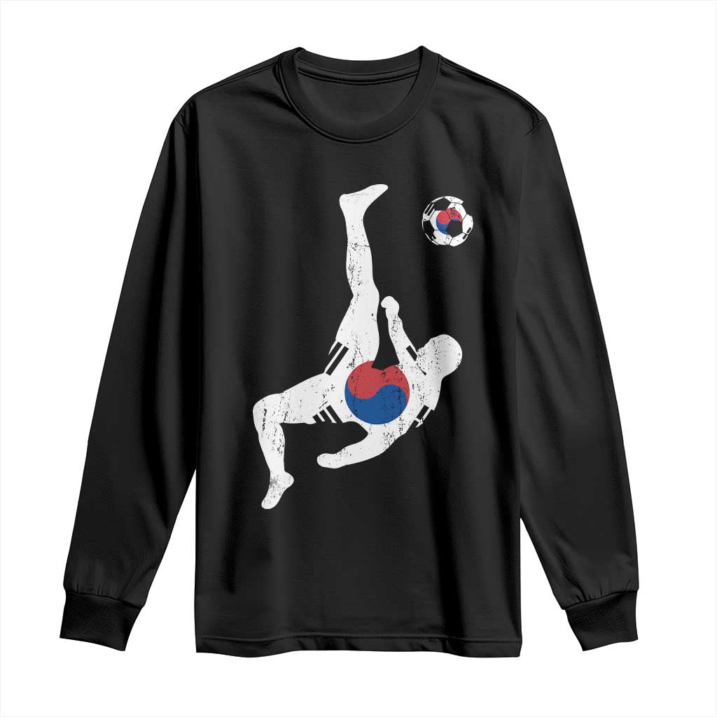 South Korea Soccer Long Sleeve Shirt Bicycle Kick Silhouette Korean Flag