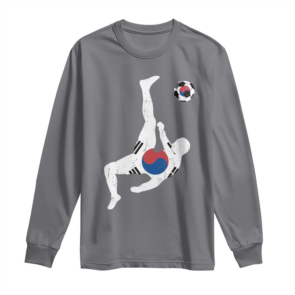 South Korea Soccer Long Sleeve Shirt Bicycle Kick Silhouette Korean Flag