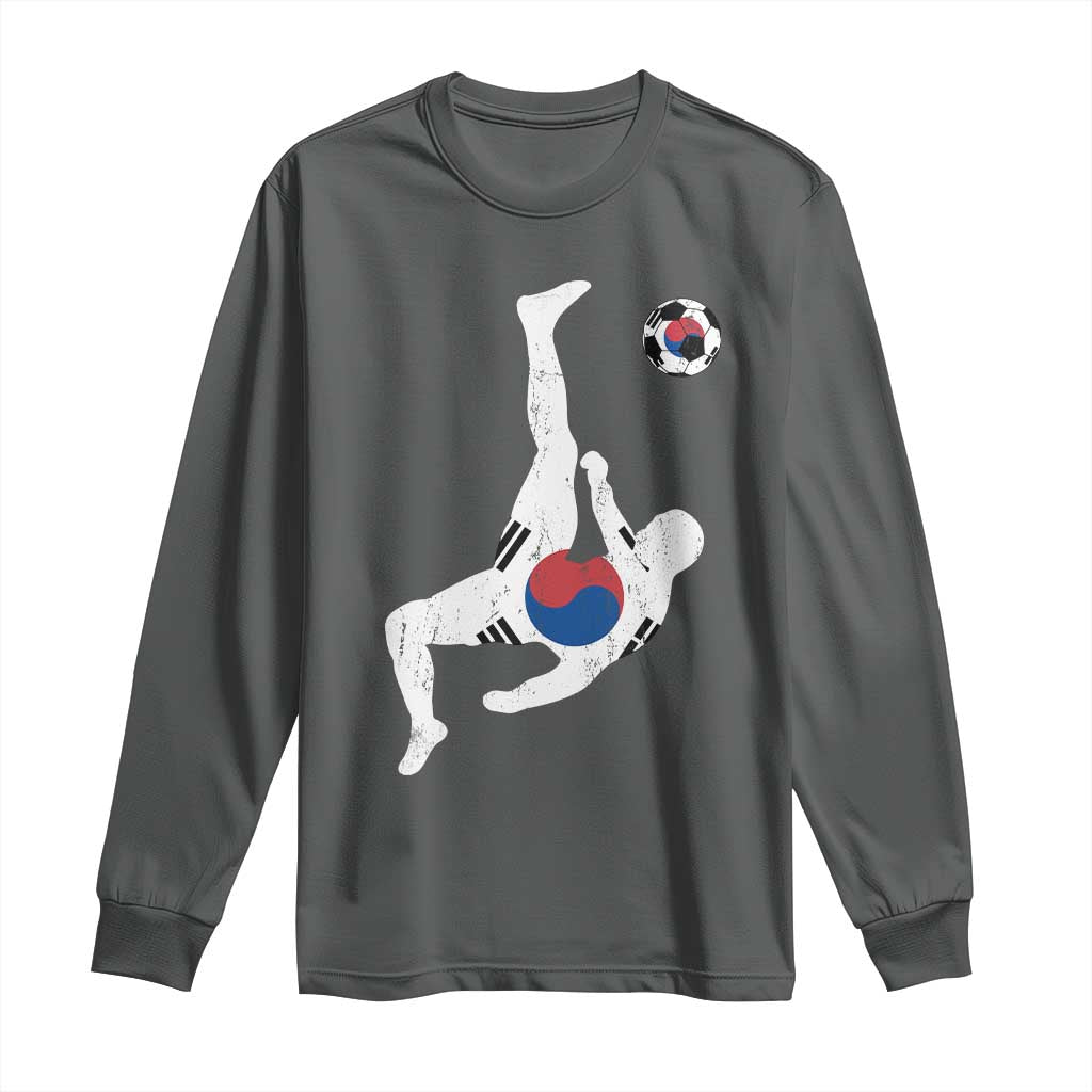 South Korea Soccer Long Sleeve Shirt Bicycle Kick Silhouette Korean Flag