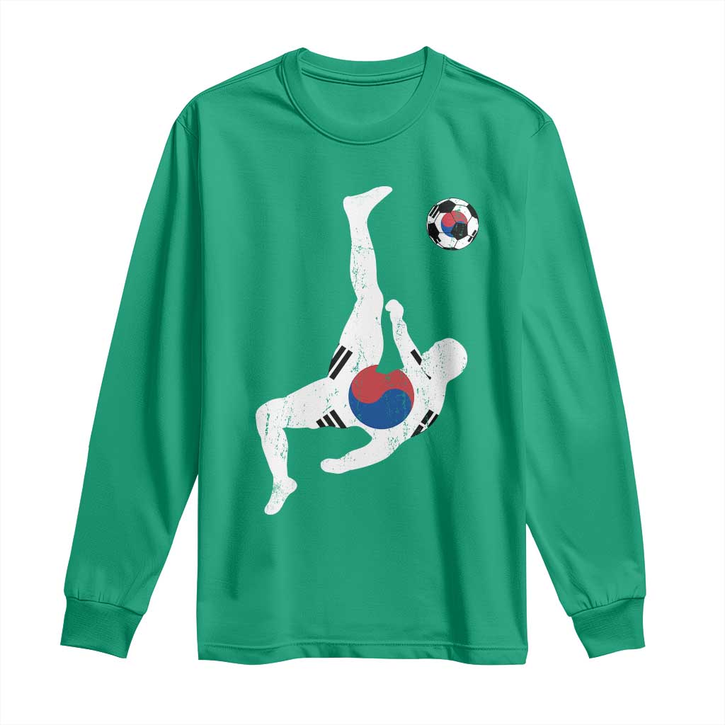 South Korea Soccer Long Sleeve Shirt Bicycle Kick Silhouette Korean Flag