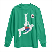 South Korea Soccer Long Sleeve Shirt Bicycle Kick Silhouette Korean Flag