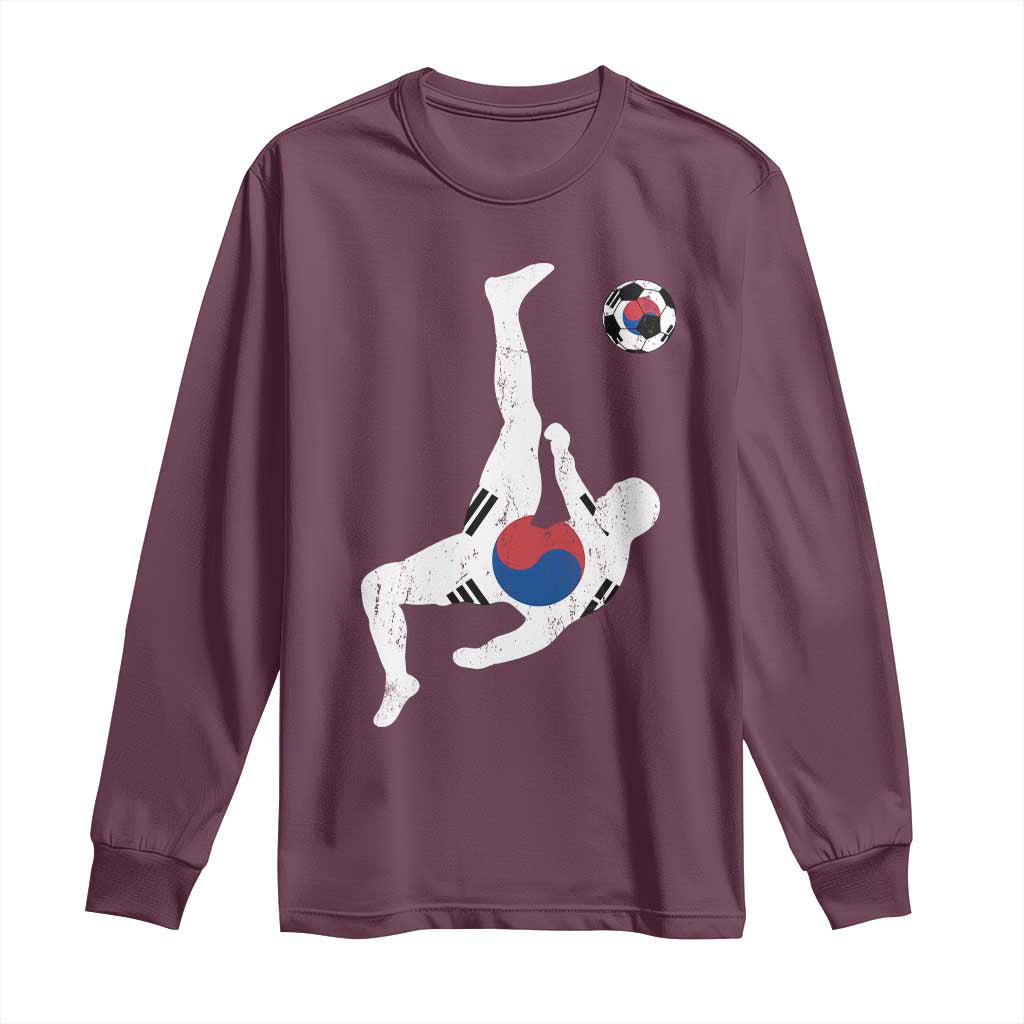 South Korea Soccer Long Sleeve Shirt Bicycle Kick Silhouette Korean Flag