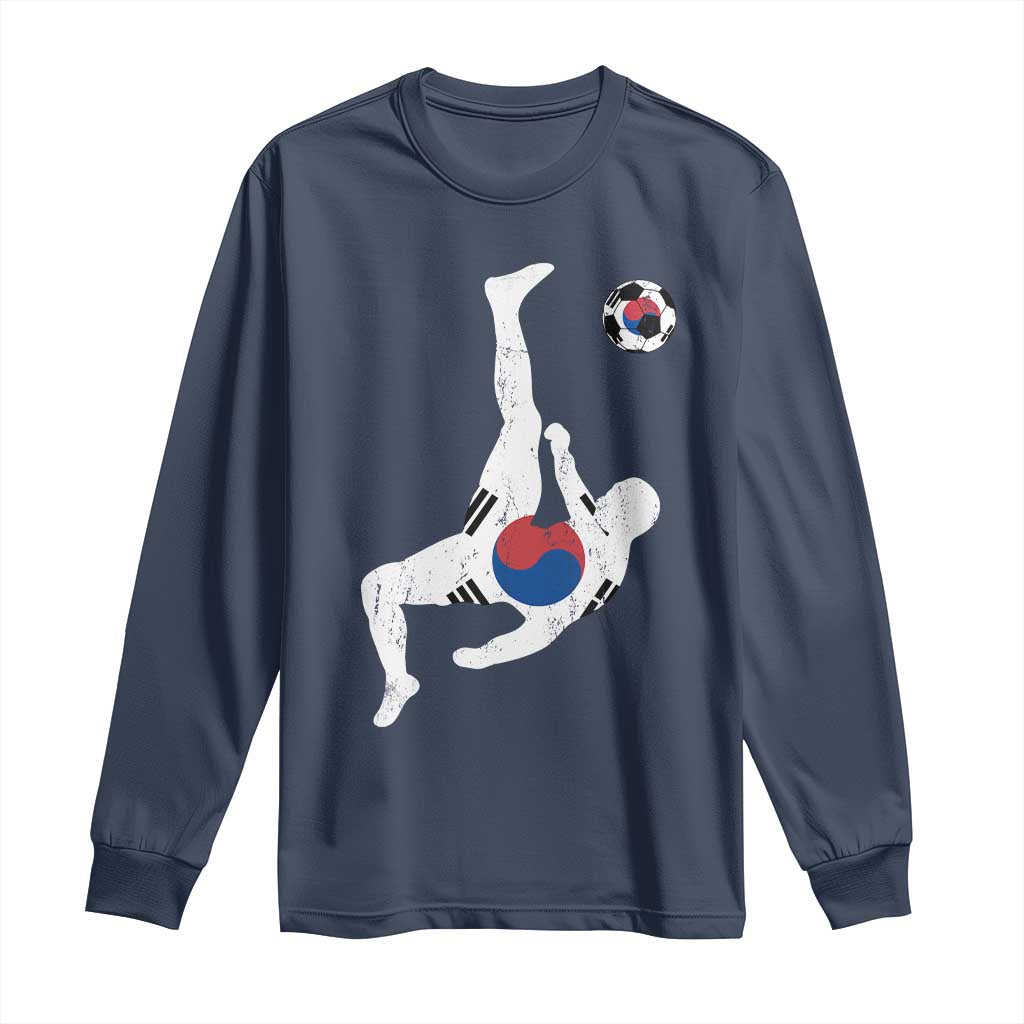 South Korea Soccer Long Sleeve Shirt Bicycle Kick Silhouette Korean Flag