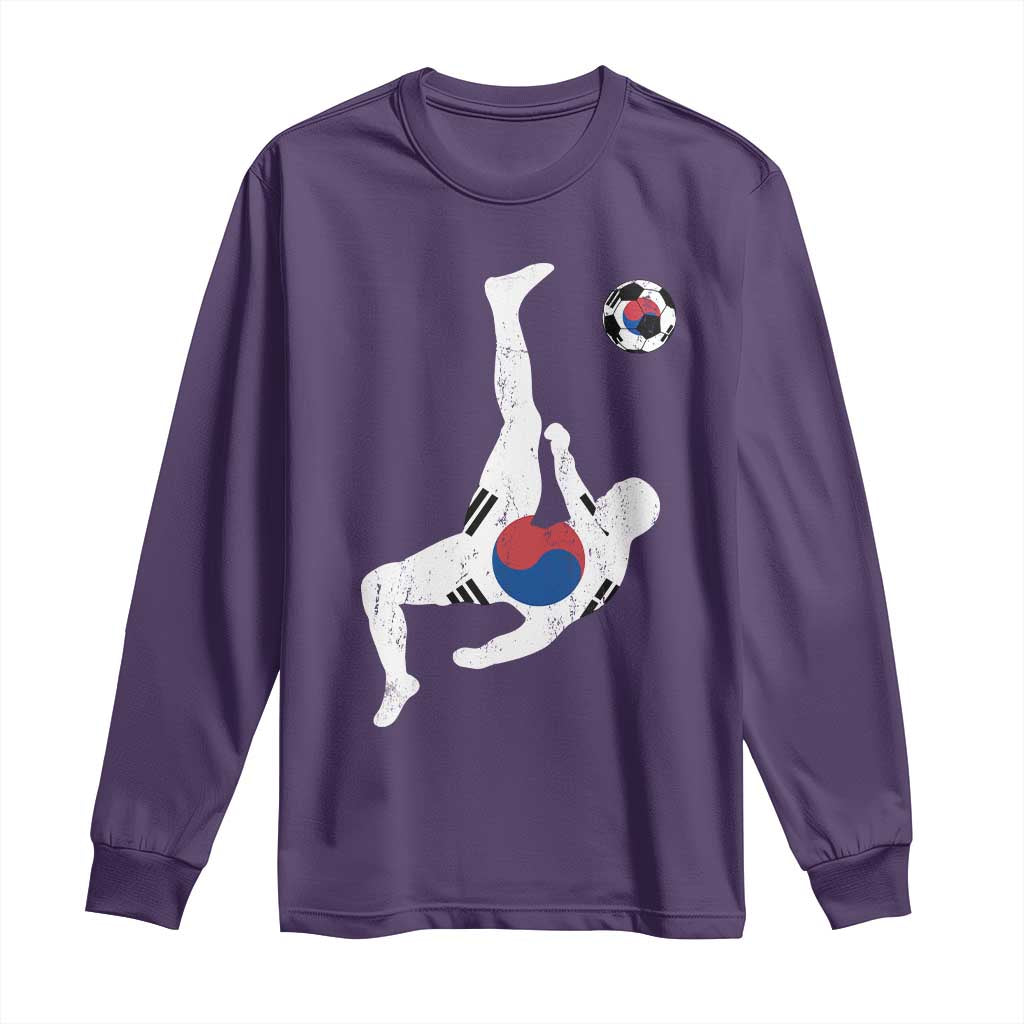 South Korea Soccer Long Sleeve Shirt Bicycle Kick Silhouette Korean Flag