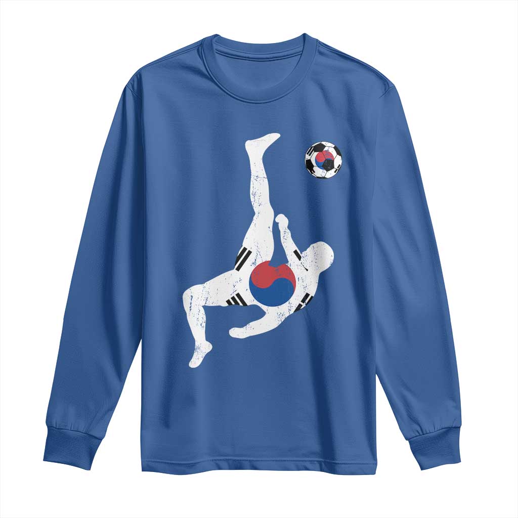 South Korea Soccer Long Sleeve Shirt Bicycle Kick Silhouette Korean Flag
