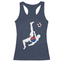 South Korea Soccer Racerback Tank Top Bicycle Kick Silhouette Korean Flag