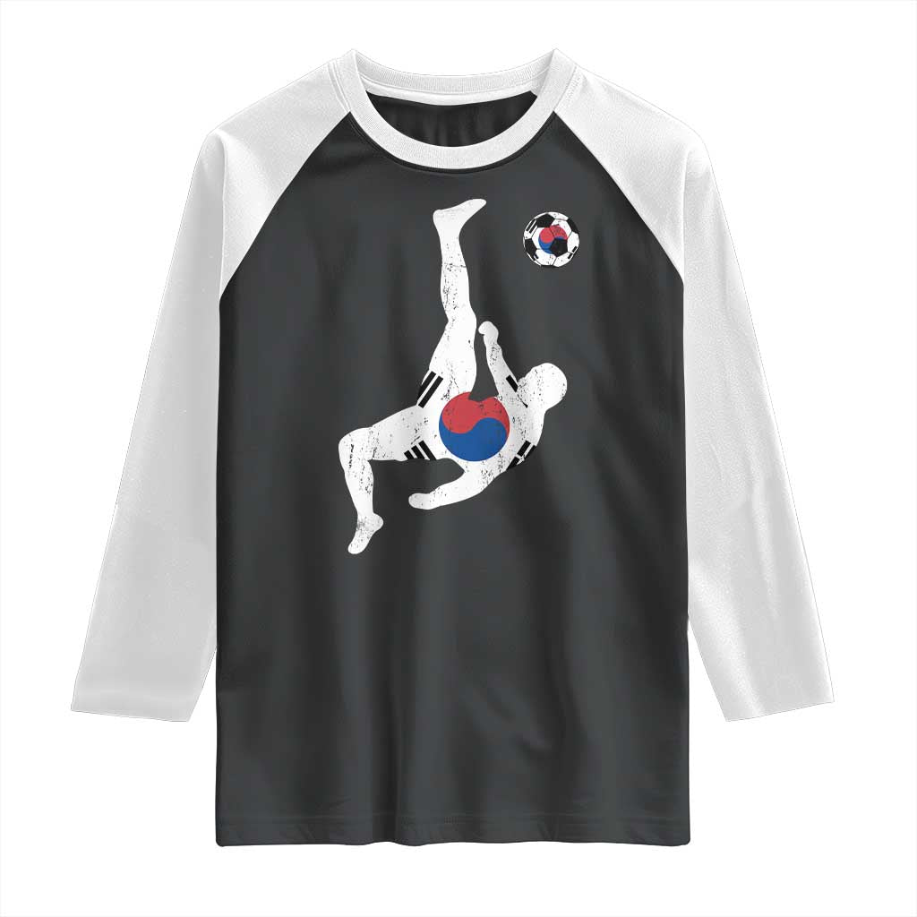 South Korea Soccer Raglan Shirt Bicycle Kick Silhouette Korean Flag