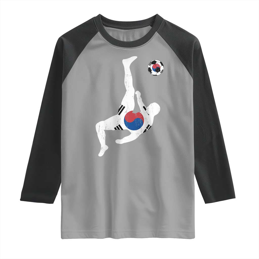 South Korea Soccer Raglan Shirt Bicycle Kick Silhouette Korean Flag