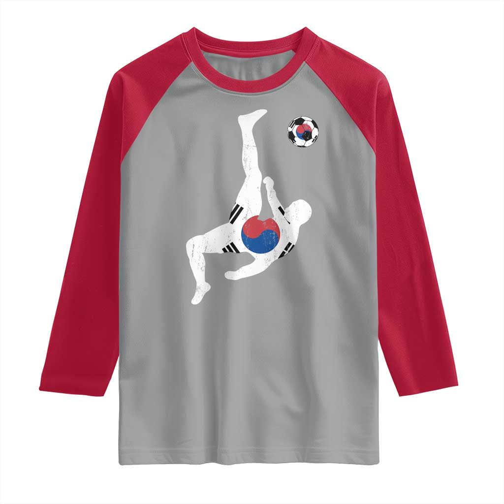 South Korea Soccer Raglan Shirt Bicycle Kick Silhouette Korean Flag