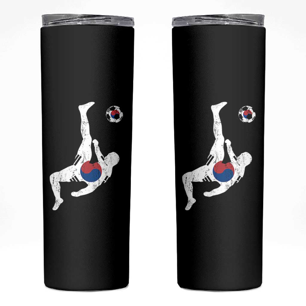 South Korea Soccer Skinny Tumbler Bicycle Kick Silhouette Korean Flag