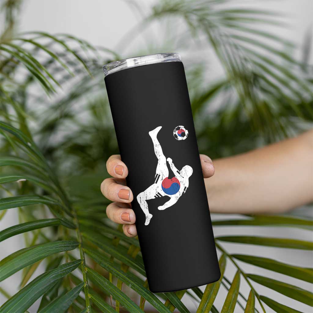 South Korea Soccer Skinny Tumbler Bicycle Kick Silhouette Korean Flag
